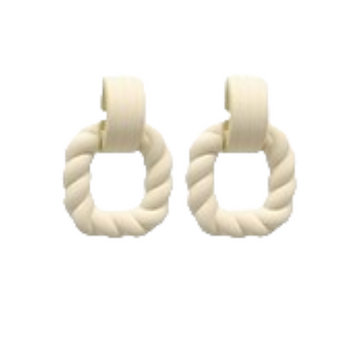 Ivory Twisted Clay Rope Earrings