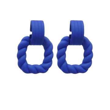 Blue Twisted Clay Rope Earrings