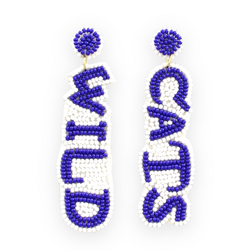 Blue and White WILDCATS Beaded Earring