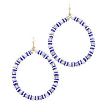 Blue and White Loop Earrings