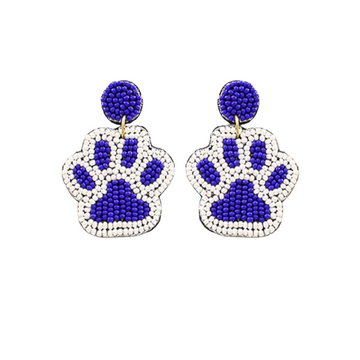 Blue and white CATS Paw Beaded Earrings