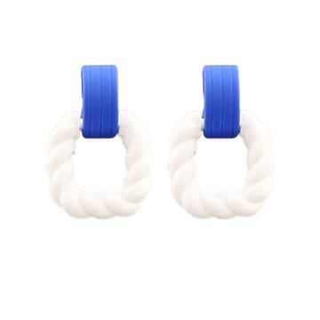Blue and White Braided Clay Earrings